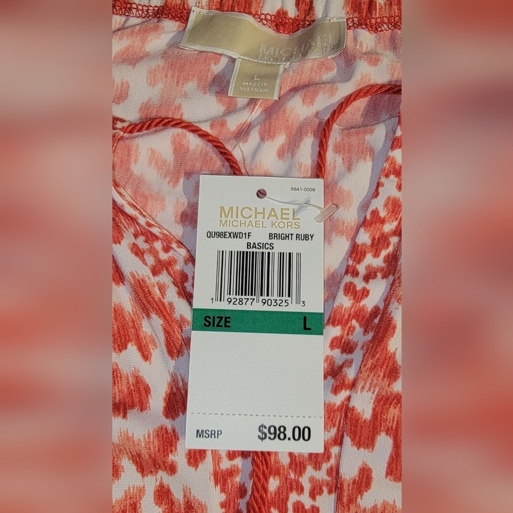 (NWT)Michael Kors Size Large Red and White Floral Womens Dress - Picture 2 of 8